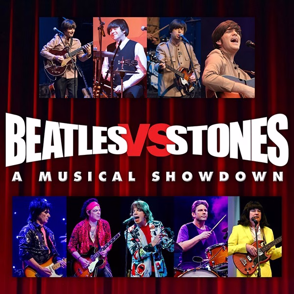 Beatles vs Stones tribute concert poster promoting a musical showdown in Nashville in March.