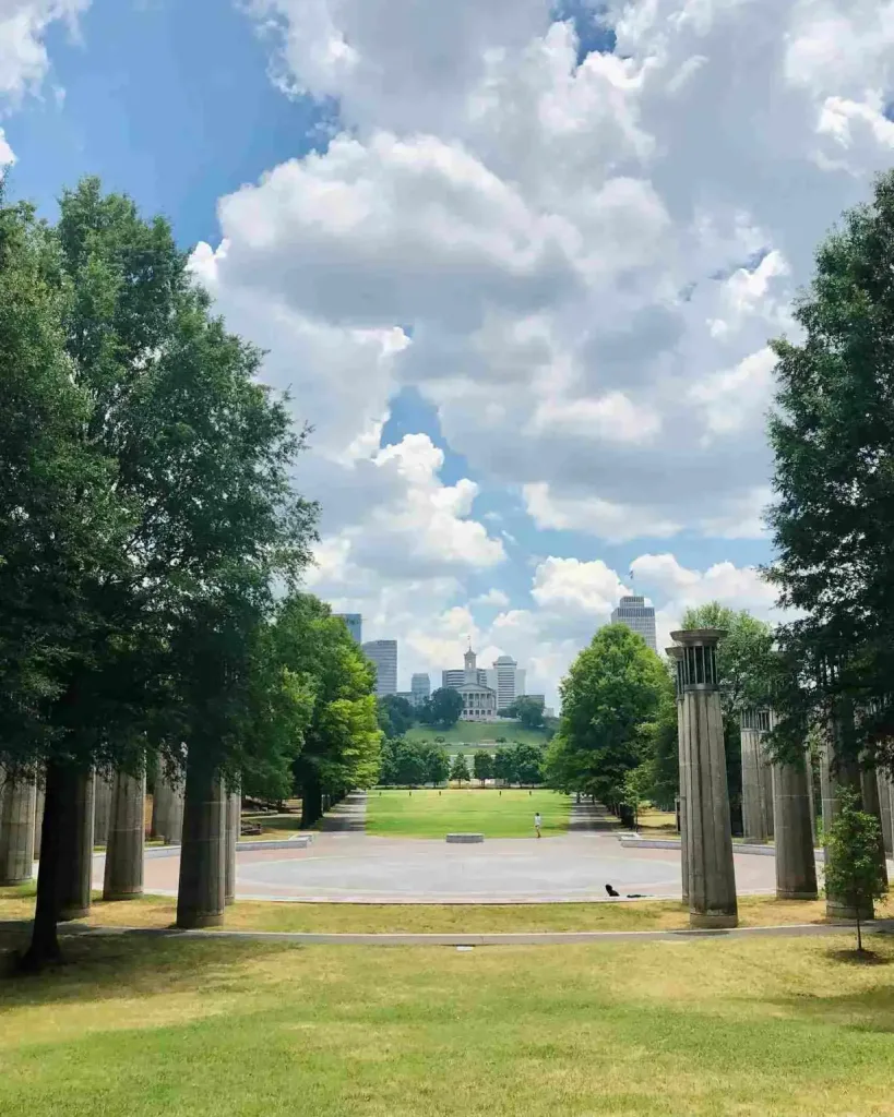 The expansive green lawn and columns of Bicentennial Capitol Mall State Park offer Free Summer Activities To Do in Nashville