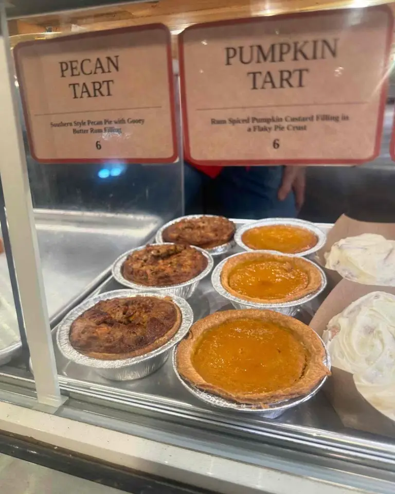 Pecan and pumpkin tarts are beautifully displayed for sale at the East Nashville Farmers Market