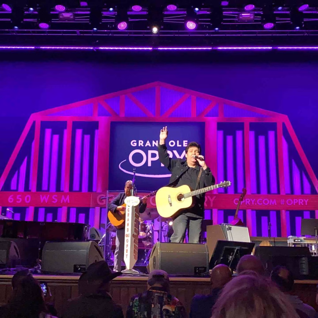 Country singer performs live on the Grand Ole Opry stage before cheering fans in Nashville in January.