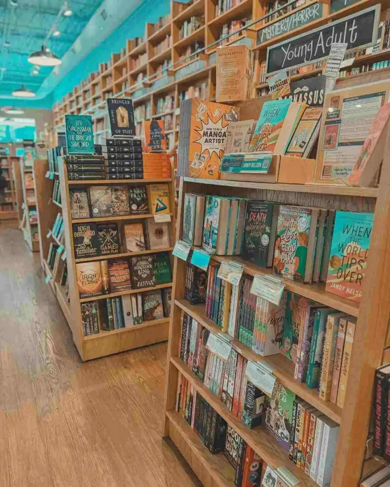 Interior view of the Mystery sections at Parnassus Books Nashville