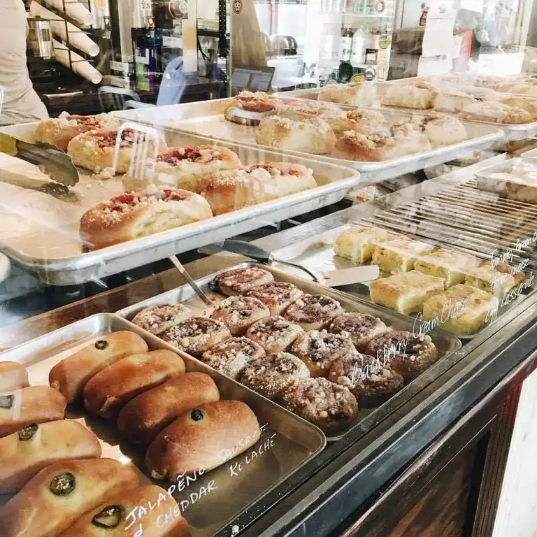 Kolaches, both sweet and savory, line the display case at the popular Yeast Nashville bakery