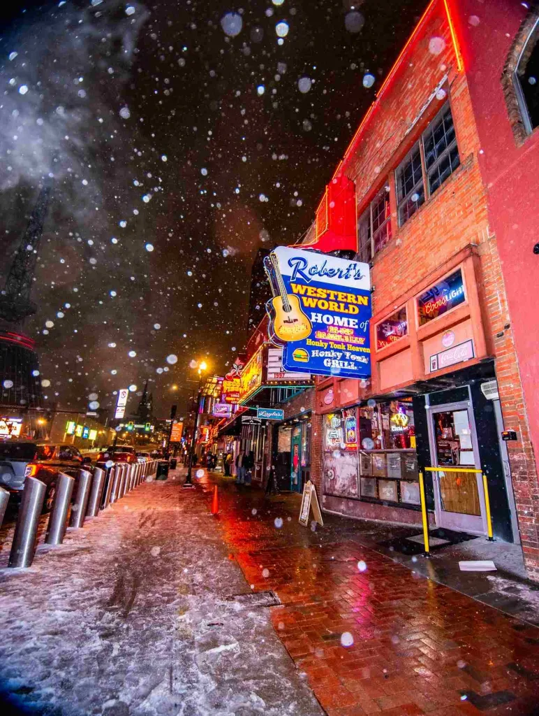 Nashville broadway under snow