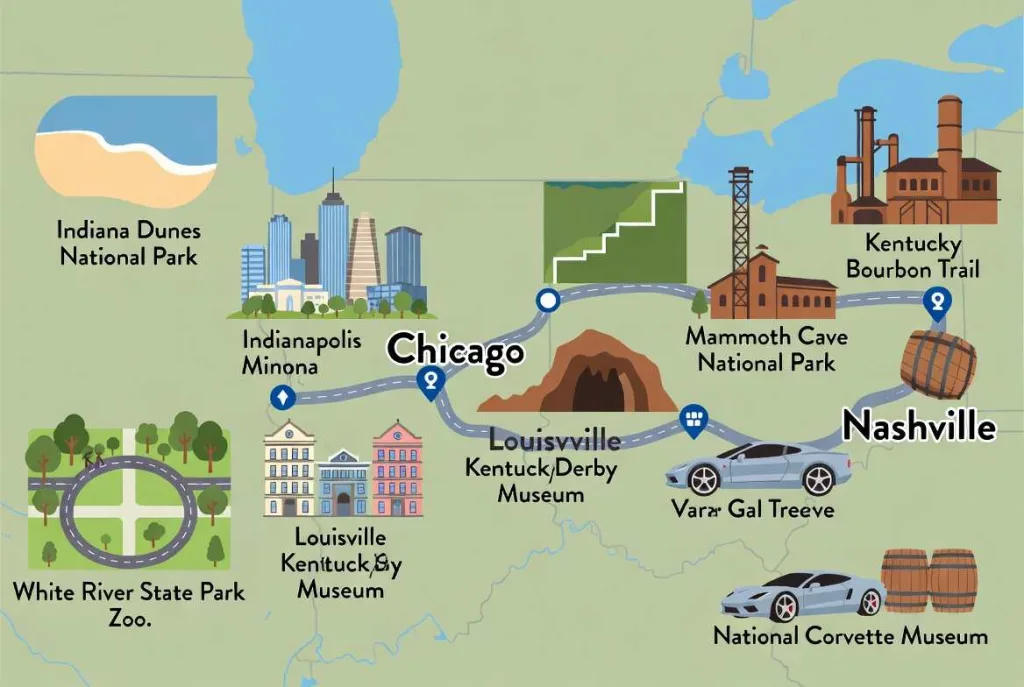 Places to Stop Between Chicago and Nashville