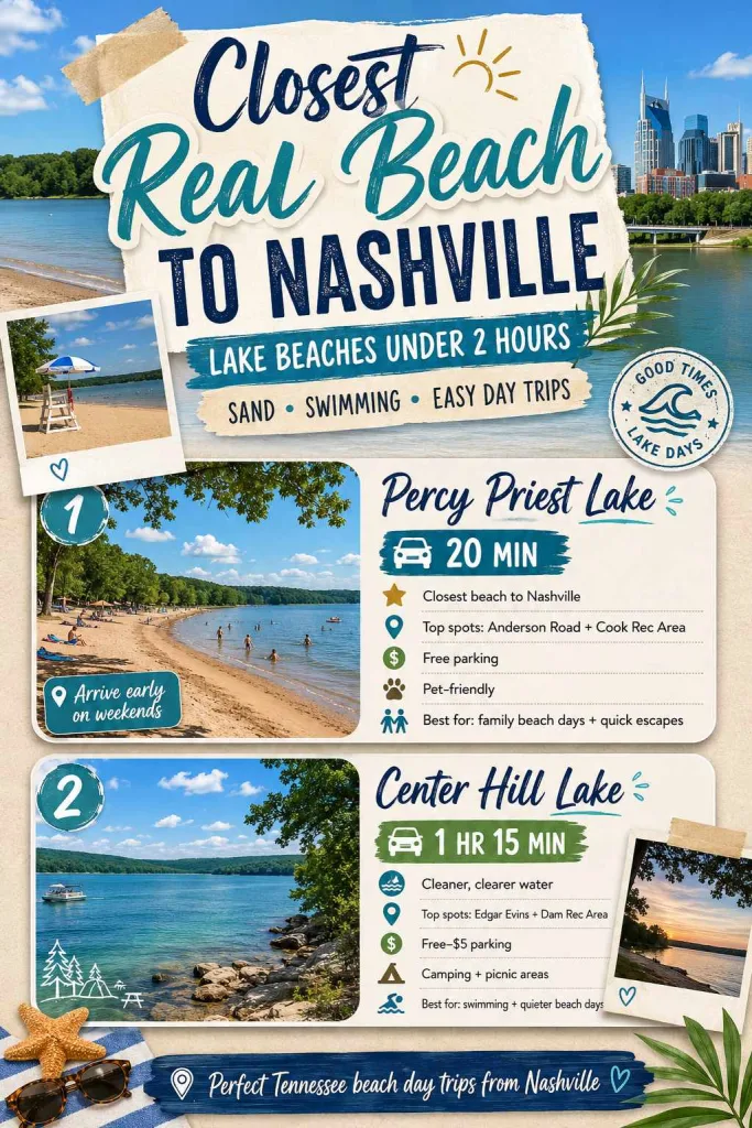 Closest Real Beach to Nashville Lake Beaches