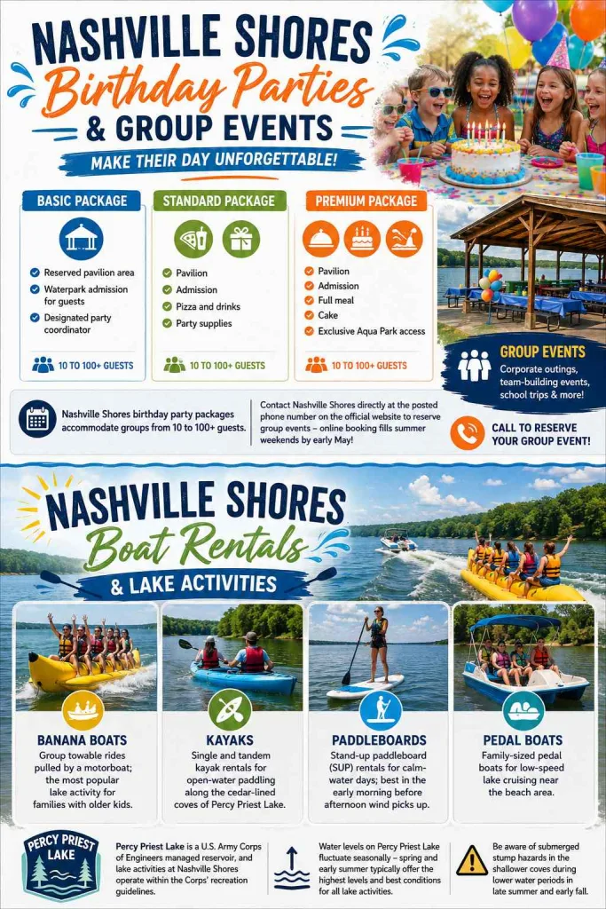 Nashville Shores Birthday Parties & Boat rental activities