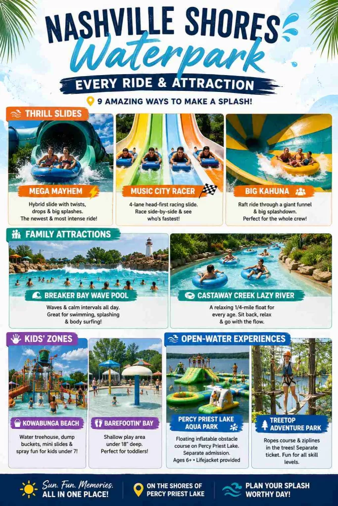 Nashville Shores Waterpark — Every Ride and Attraction