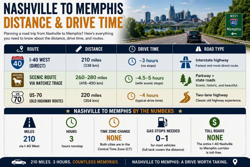 Nashville to Memphis Distance and Drive Time