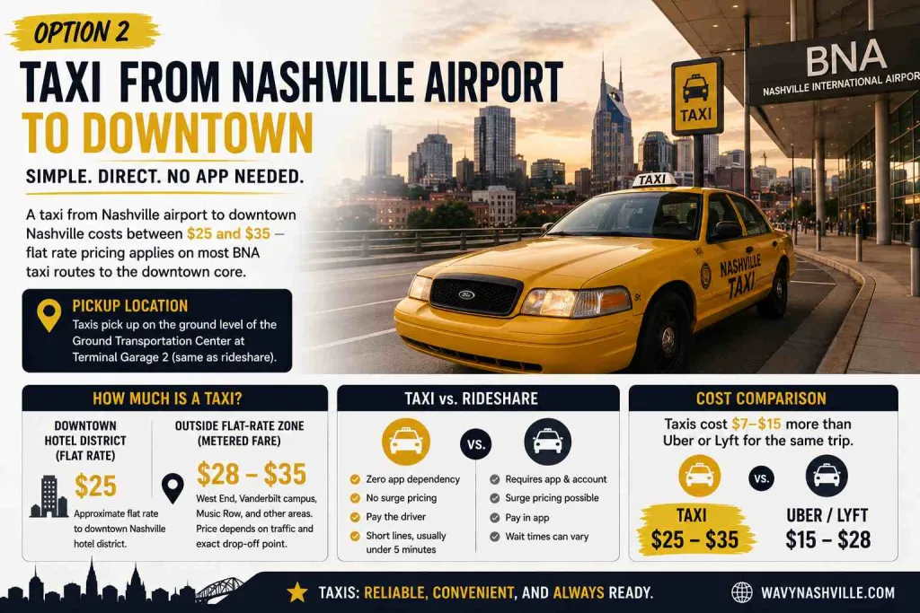 Option 2 Taxi From Nashville Airport to Downtown