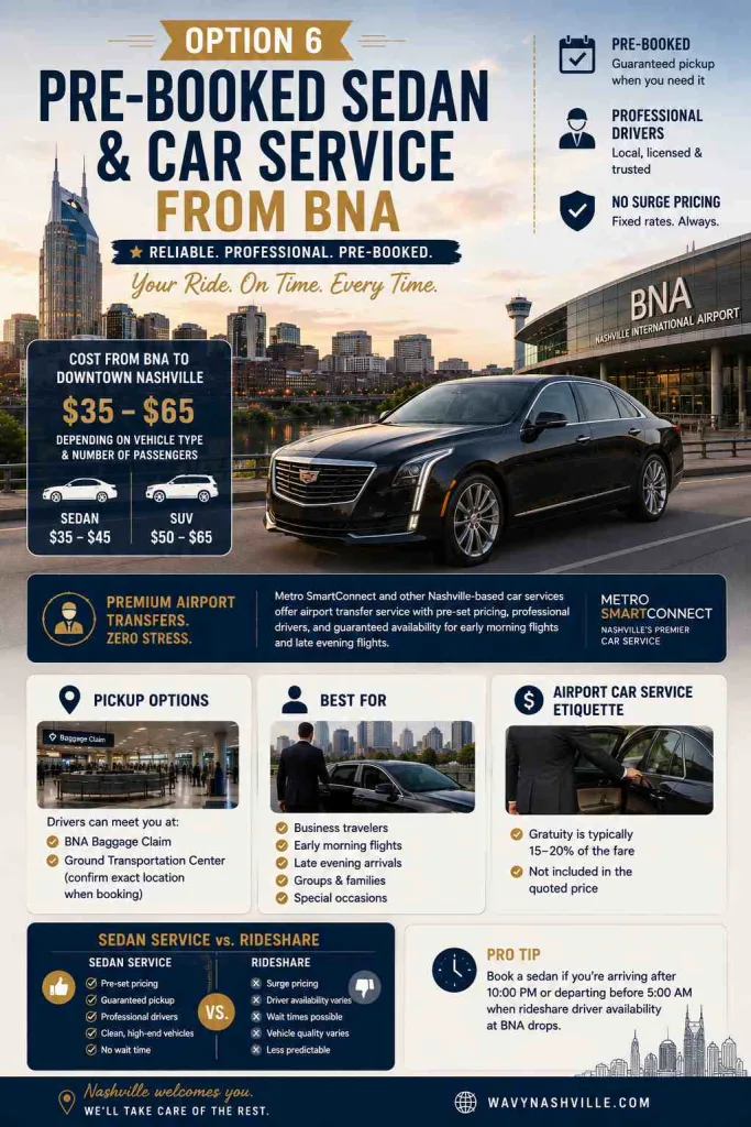 Option 6 Pre-Booked Sedan and Car Service From BNA