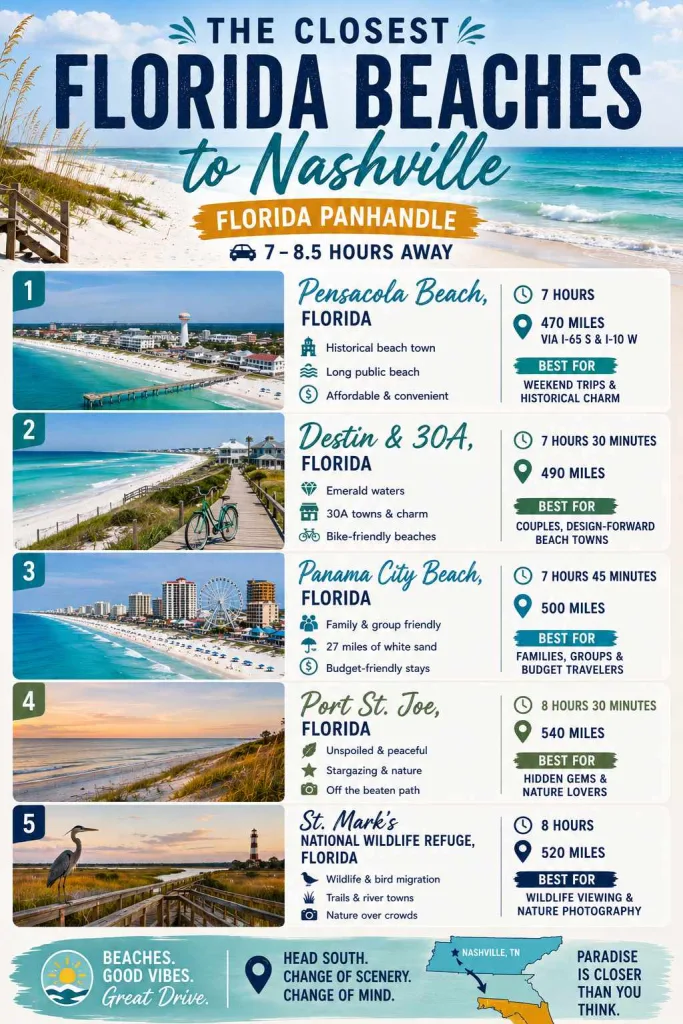 The Closest Florida Beach to Nashville Panhandle Beaches